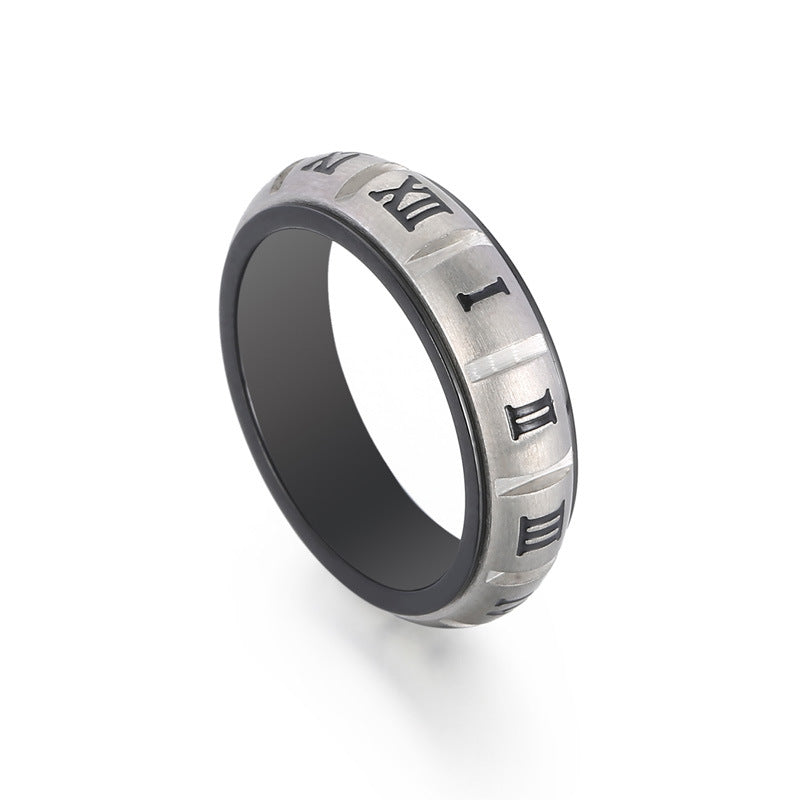 Couple Ring, Japanese And Korean Creative Stainless Steel Sand Surface Can Be Rotated