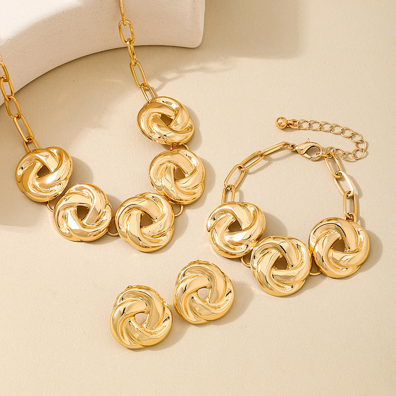 Planderful Vienna Verve Gold Spiral Jewelry Set for Women