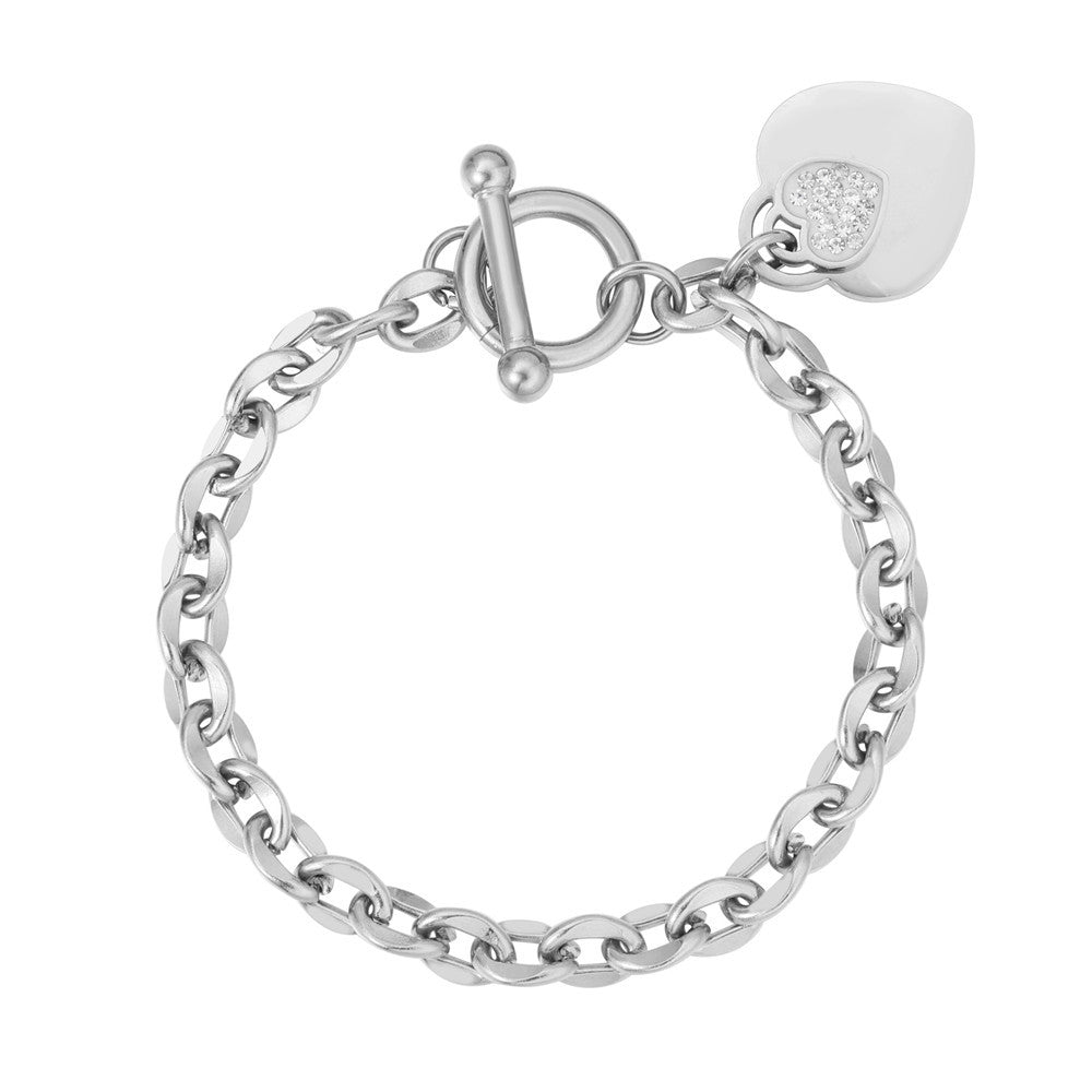 Peach Heart Titanium Steel Bracelet For Women By Planderful Everyday Genie Collection Statement Accessory