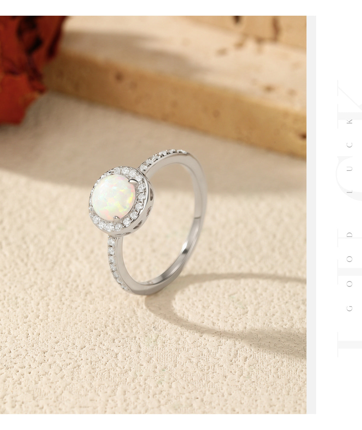 925 Sterling Silver Artificial Opal Ring