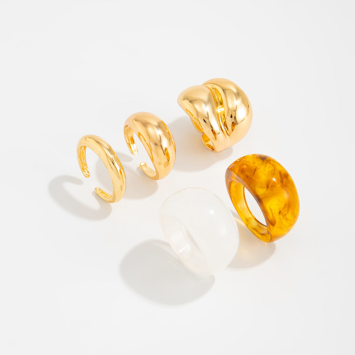 Planderful Geometric Landscape Ring Set With Resin Inlay Vienna Verve Collection Statement Jewelry For Women