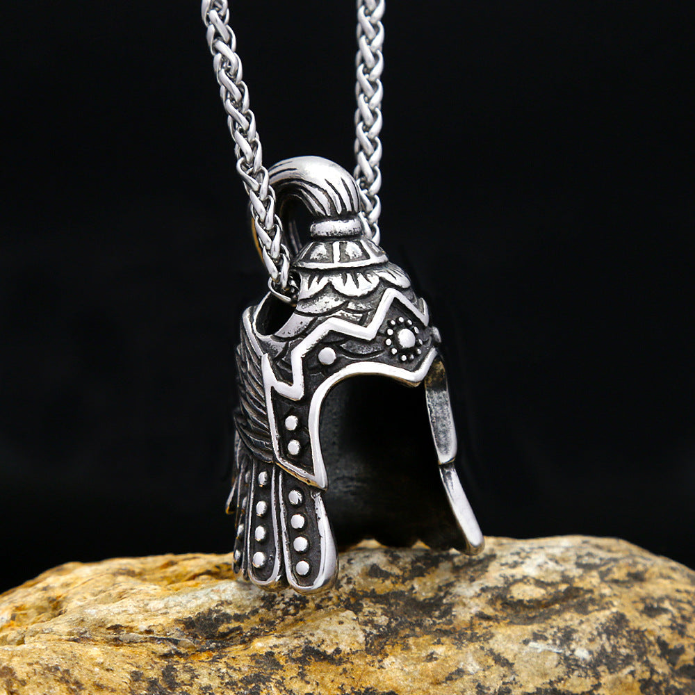Warrior Helmet Stainless Steel Pendant Necklace