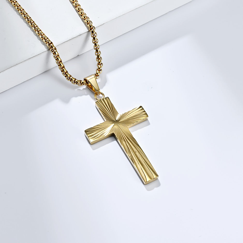 High-Gloss Titanium Steel Cross Pendant for Men