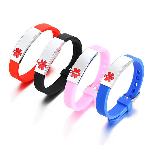 Jewelry Spot Wholesale Silicone Titanium Steel Medical Logo Bracelet for Men