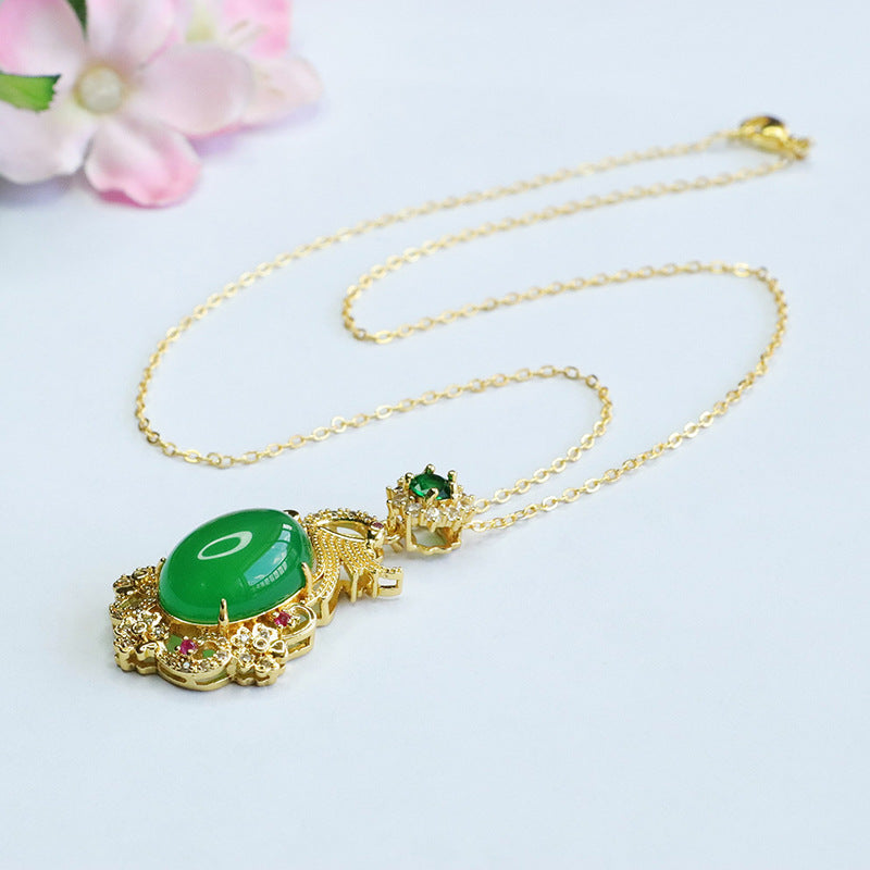 Phoenix Oval Chalcedony Zircon Necklace