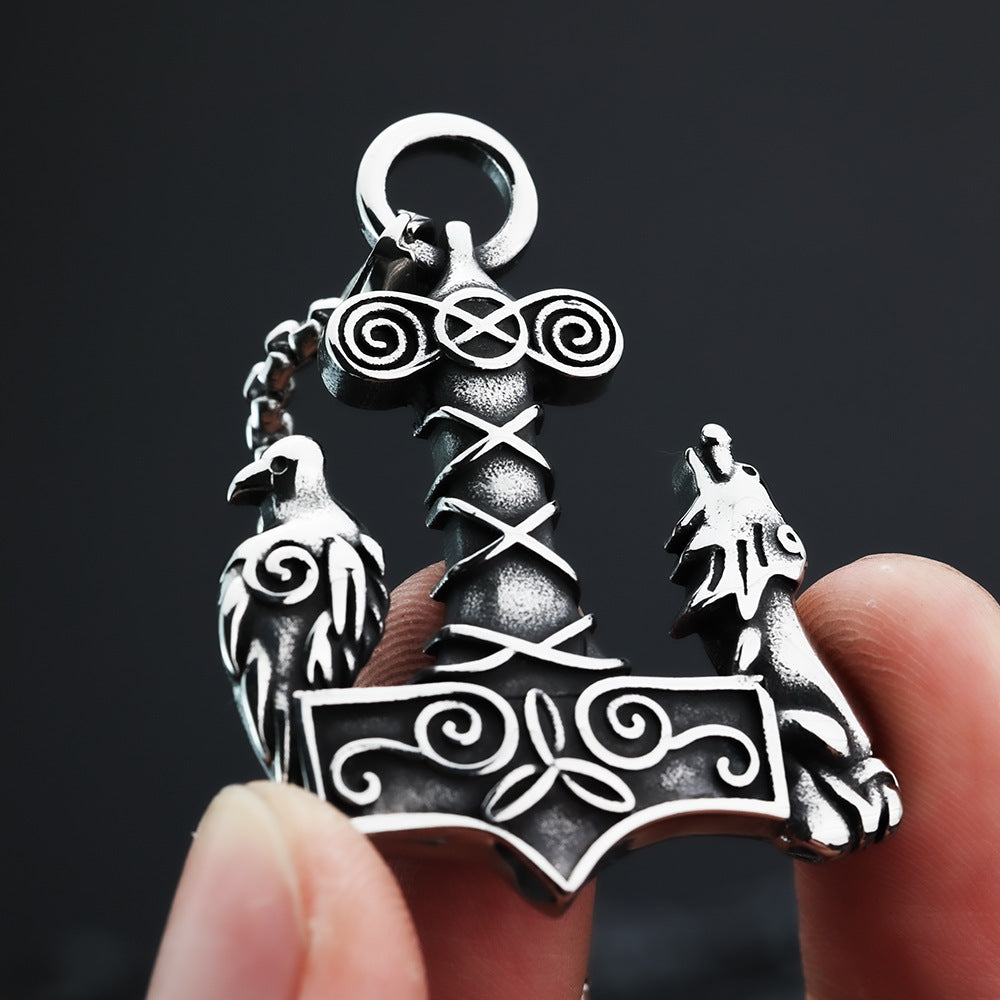European And American Retro Stainless Steel Men's Pendant Odin's Thor's Hammer