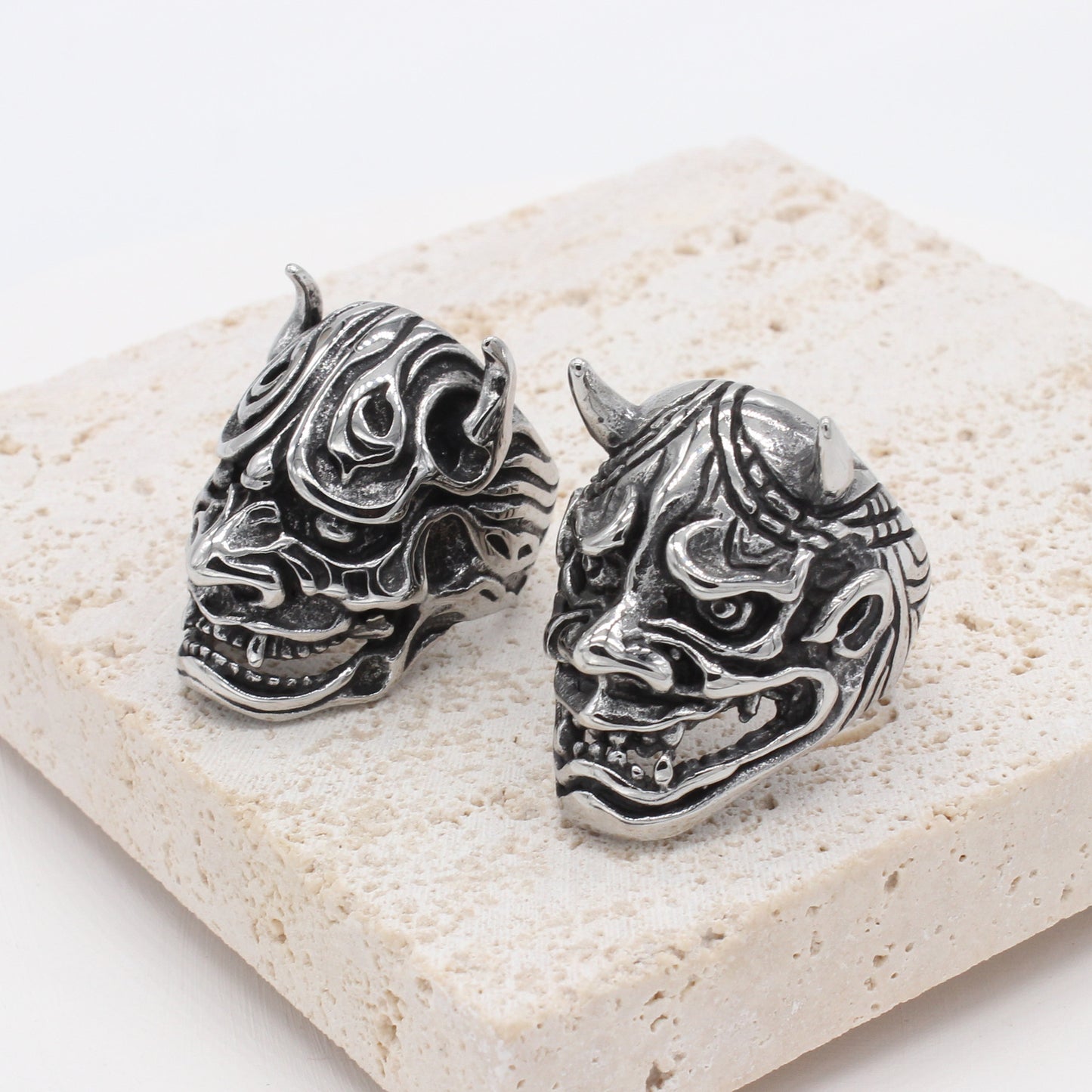 Planderful Titanium Steel Skull Ring For Men Unisex Personalized Retro Prajna Design With Protection Symbol