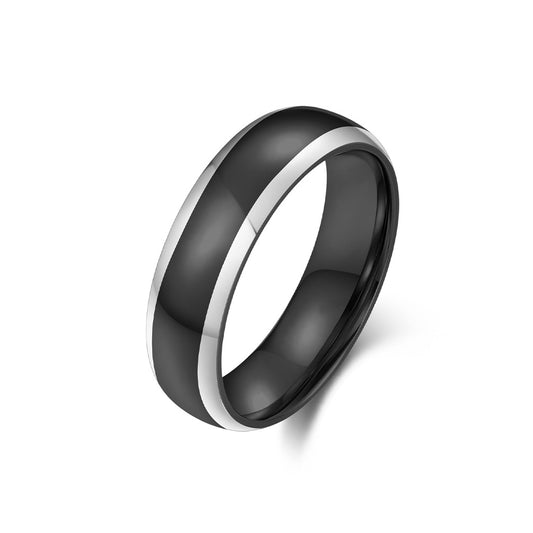 Planderful Two Tone Stainless Steel Ring For Men Simple Smooth Design High Grade Everyday Jewelry