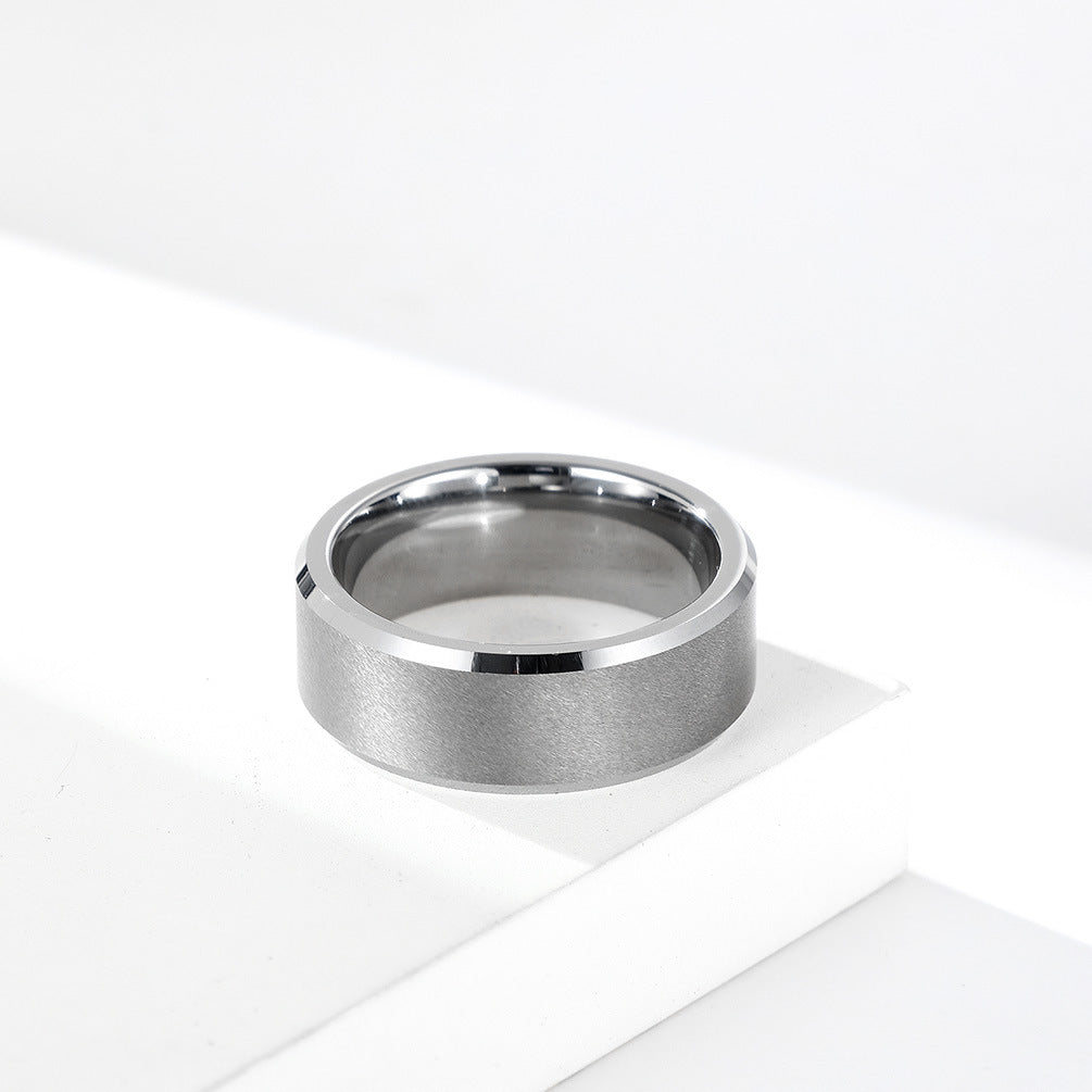 Simple Neutral Wind Sand Surface Tungsten Steel Ring for Men and Women