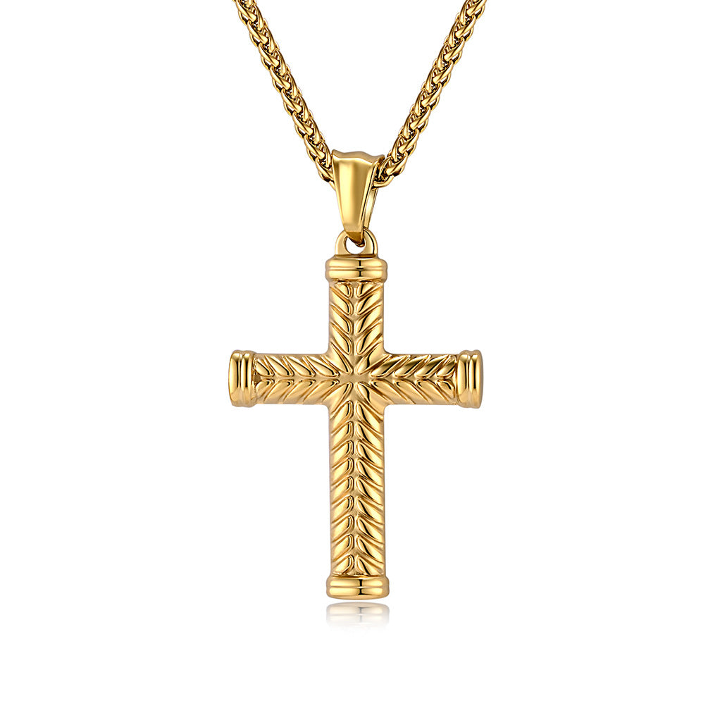 Cross-Border European and American Titanium Steel Cross Necklace