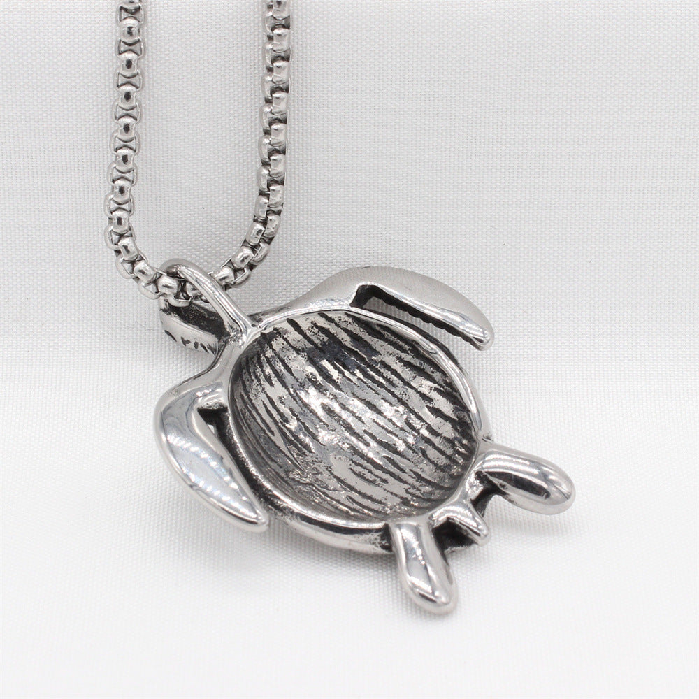 Titanium Steel Trendy Turtle Pendant for Men - Hip Hop Style Chain
