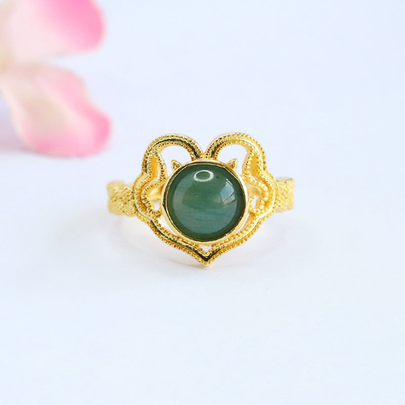 Blue-Water Jadeite Ruyi Ring