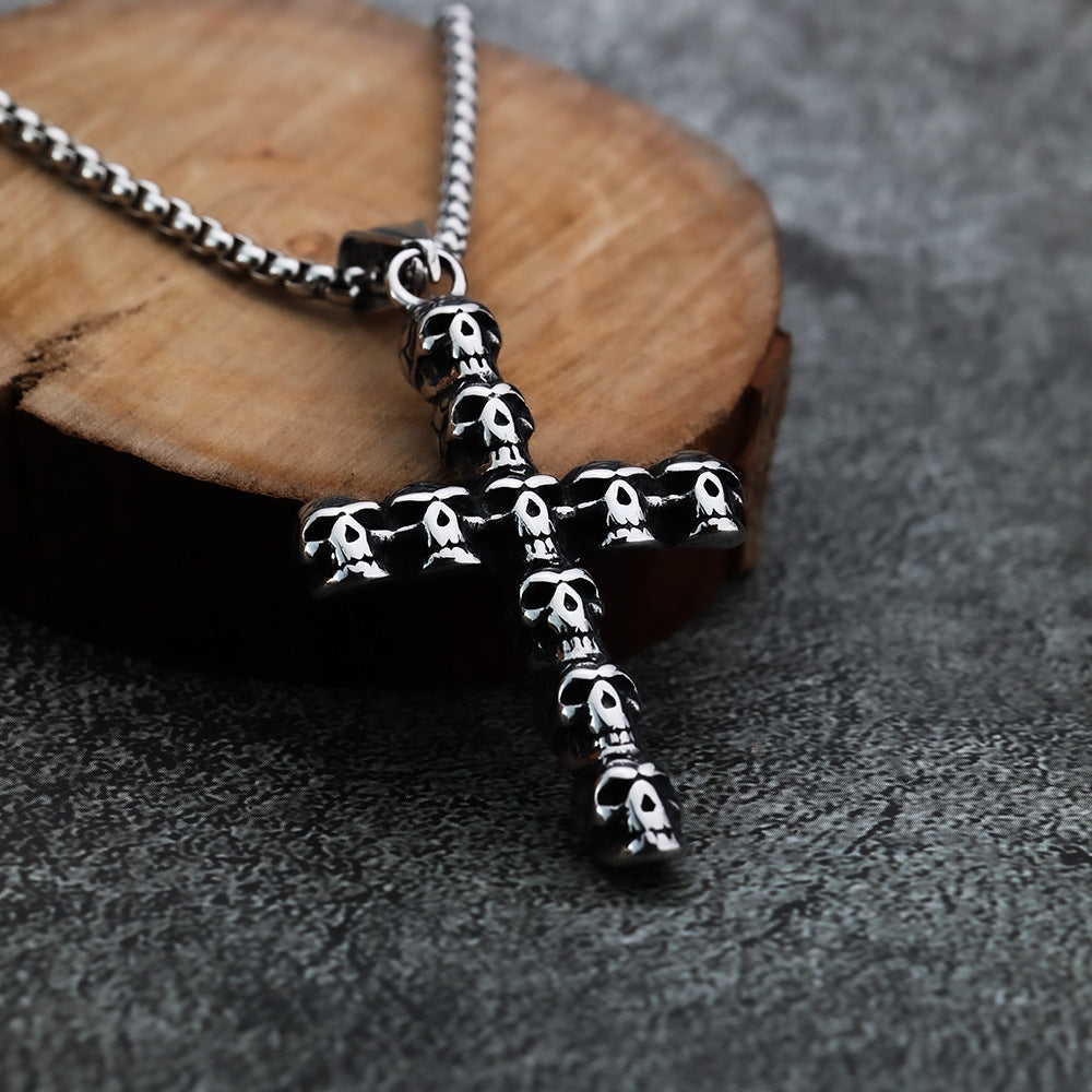 Cross-Border New Products Pendant Skull Cross Personalized Men's Pendant Titanium Steel Jewelry