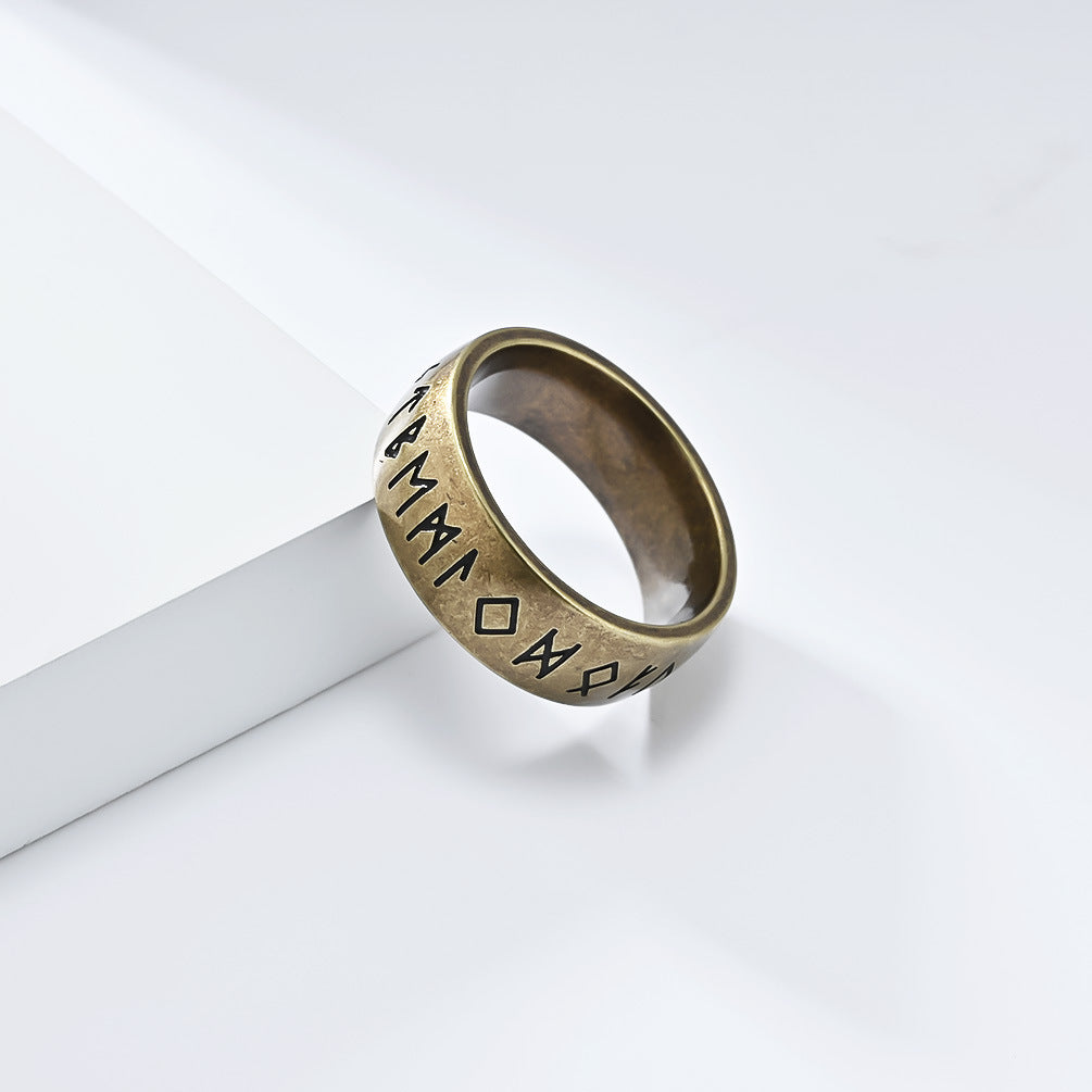 Planderful Viking Ring Luhn Rune Titanium Steel Band For Men Bold Neutral Style Everyday Genie
