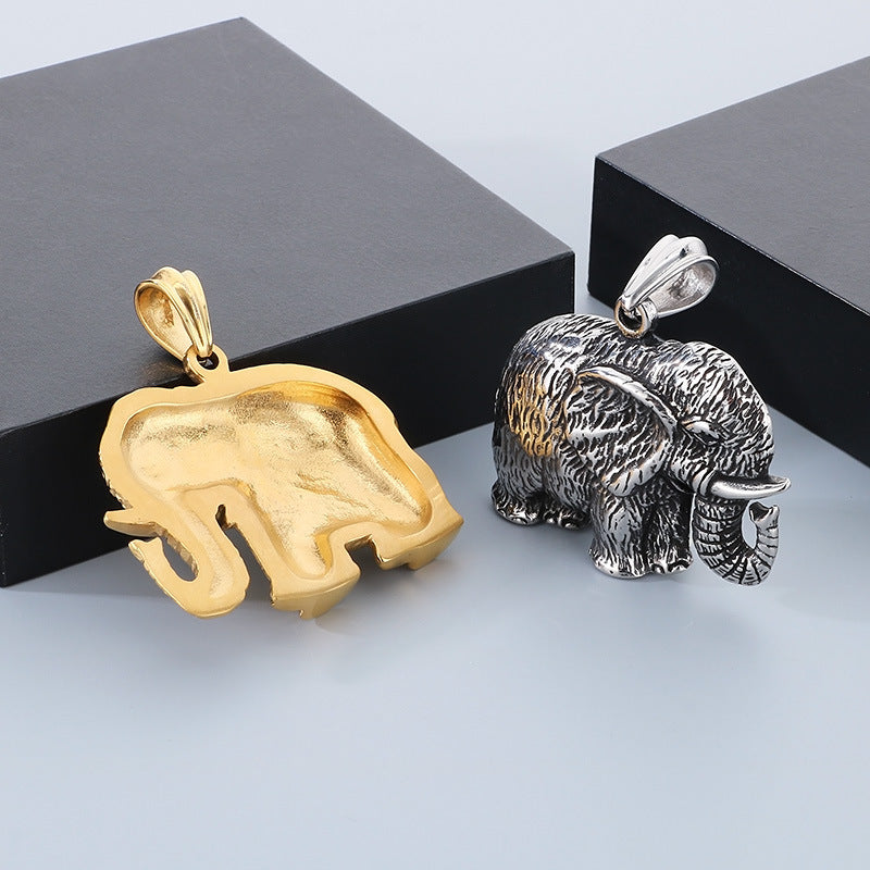 Retro Zircon Mascot Pendant, Classic Elephant Pendant Men Necklace