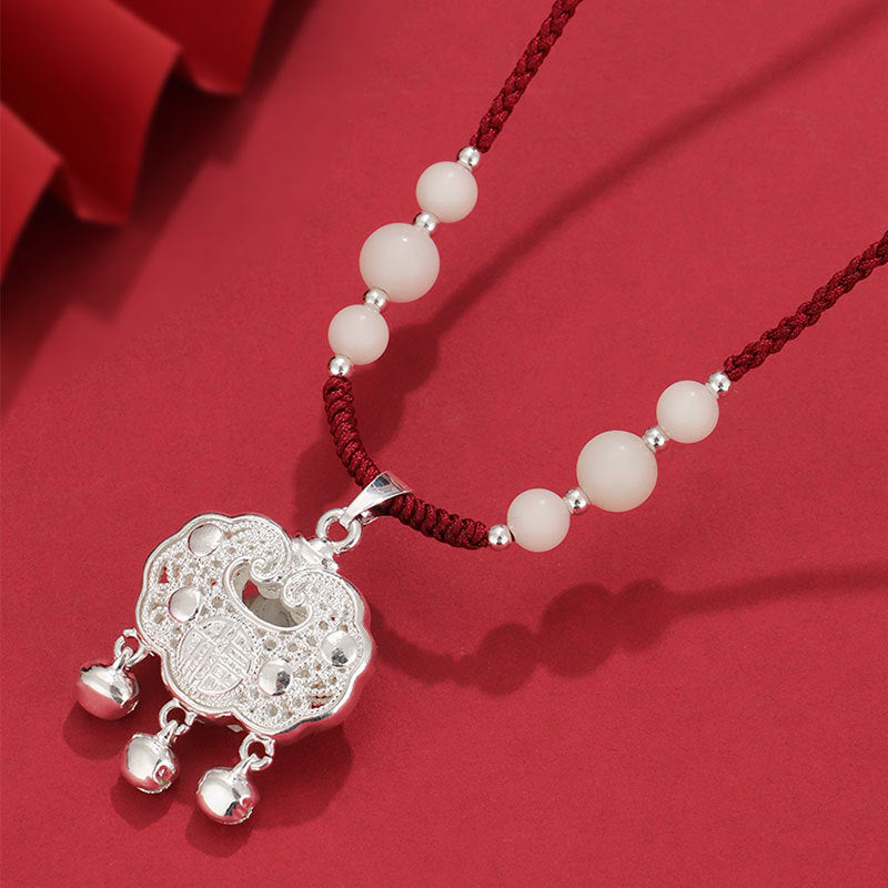 Red Cord Bodhi Ruyi Lock Necklace