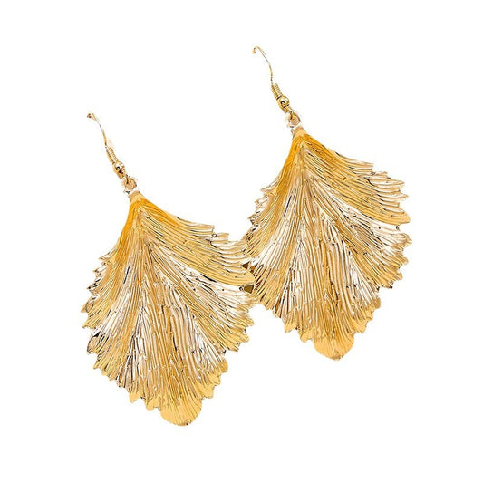 Dazzling Metal Leaf Earrings with a Touch of Hip-hop Glam