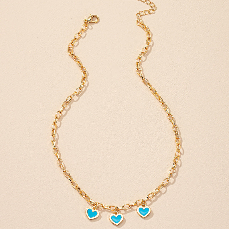 Dazzling Glazed Light Blue Love Necklace - Vienna Verve Collection
