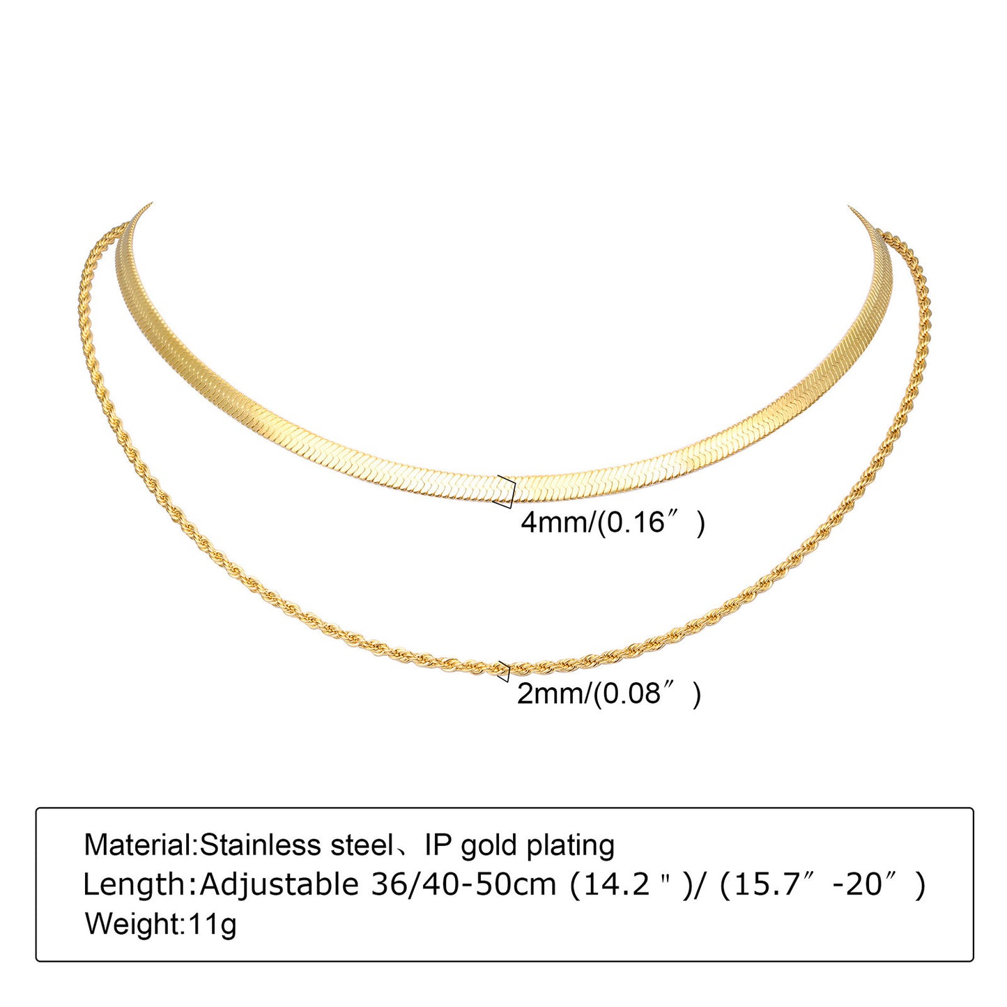Stainless Steel Blade Chain Twist Chain Double Steel Gold Necklace