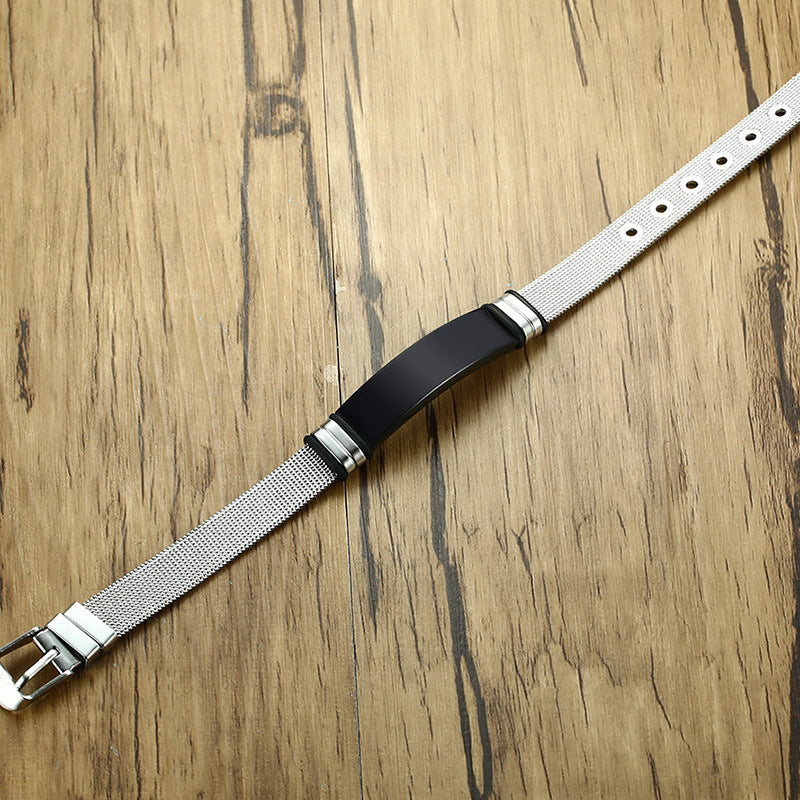 Stainless Steel Mesh Curved Brand Bracelet for Men