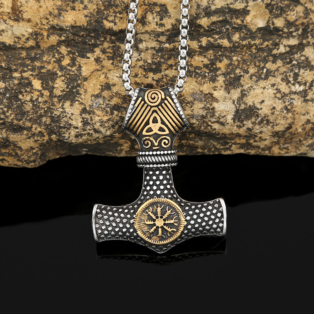 European and American Viking Rune Necklace Men's Double Sided Pendant