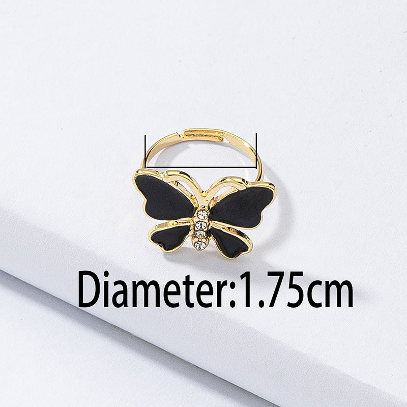 Wholesale Glazed Black Butterfly Ring - Vienna Verve Collection