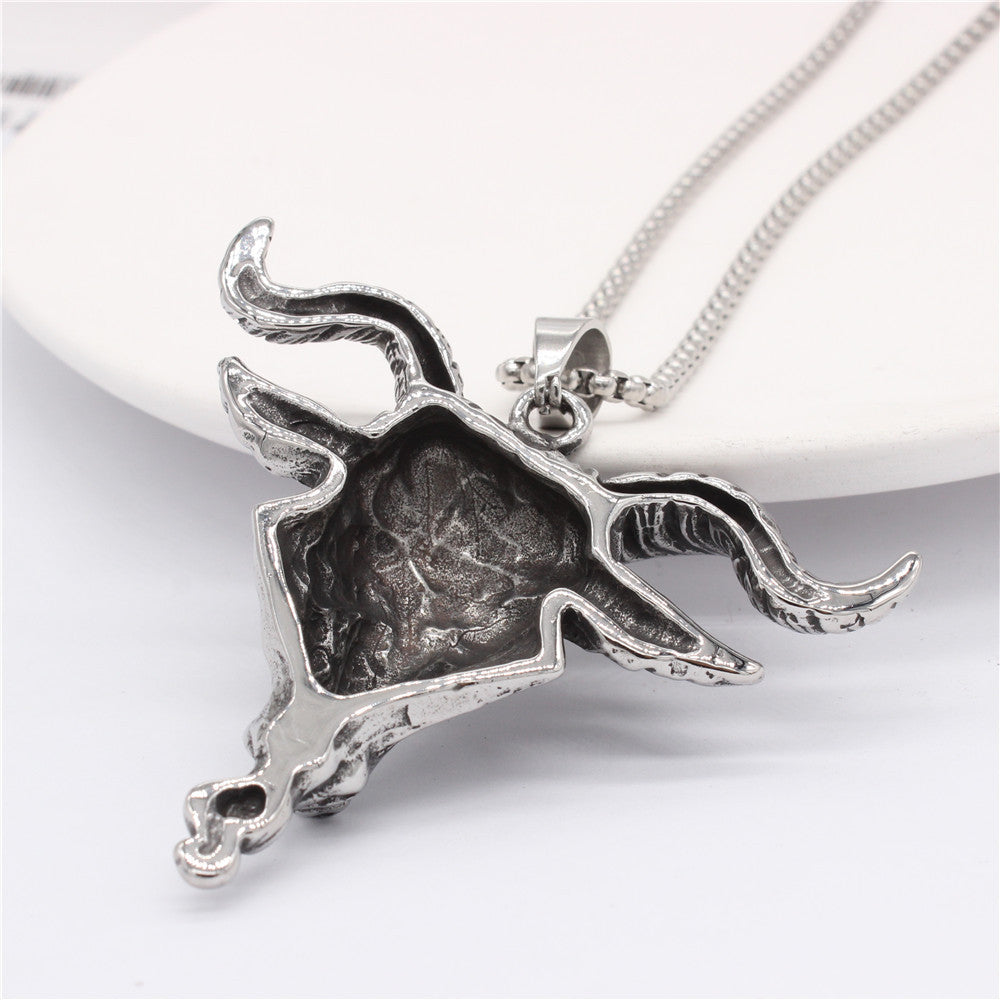 Planderful Titanium Steel Pendant For Men Unisex Devils Eye Protection Symbol Necklace