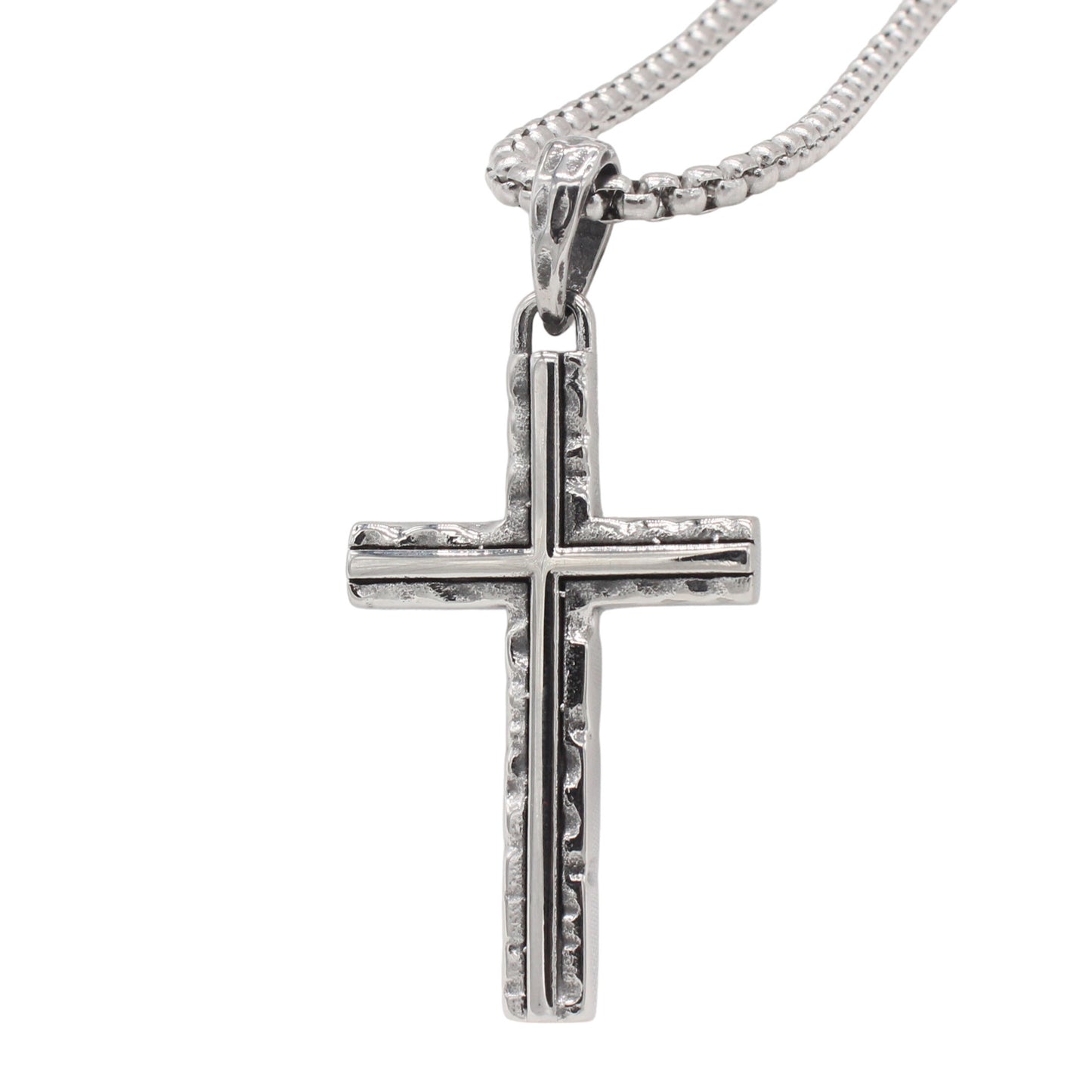 Planderful Everyday Genie – European and American Retro Cross Men's Titanium Steel Pendant Necklace for Men