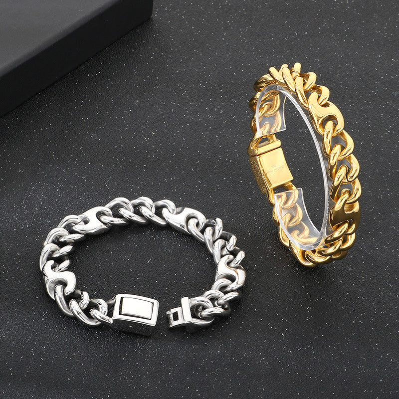 Planderful Men's Hip Hop Stainless Steel Cuban Bracelet