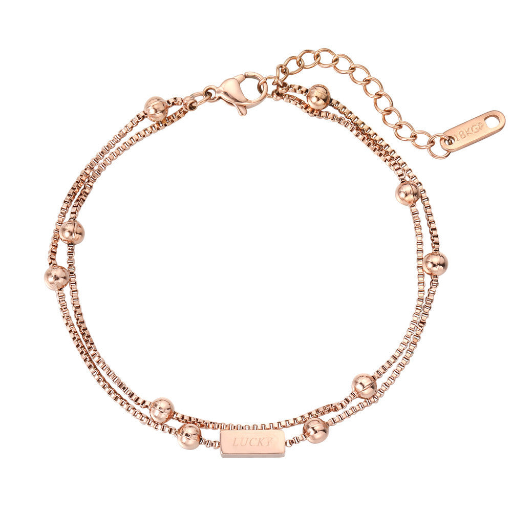 Planderful Titanium Steel Bracelet Double Layer Minimalist Style For Women Lucky Lady Charm Statement