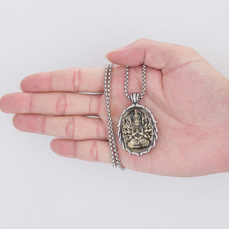 Titanium Steel Necklace – Vintage Buddha Talisman Necklace