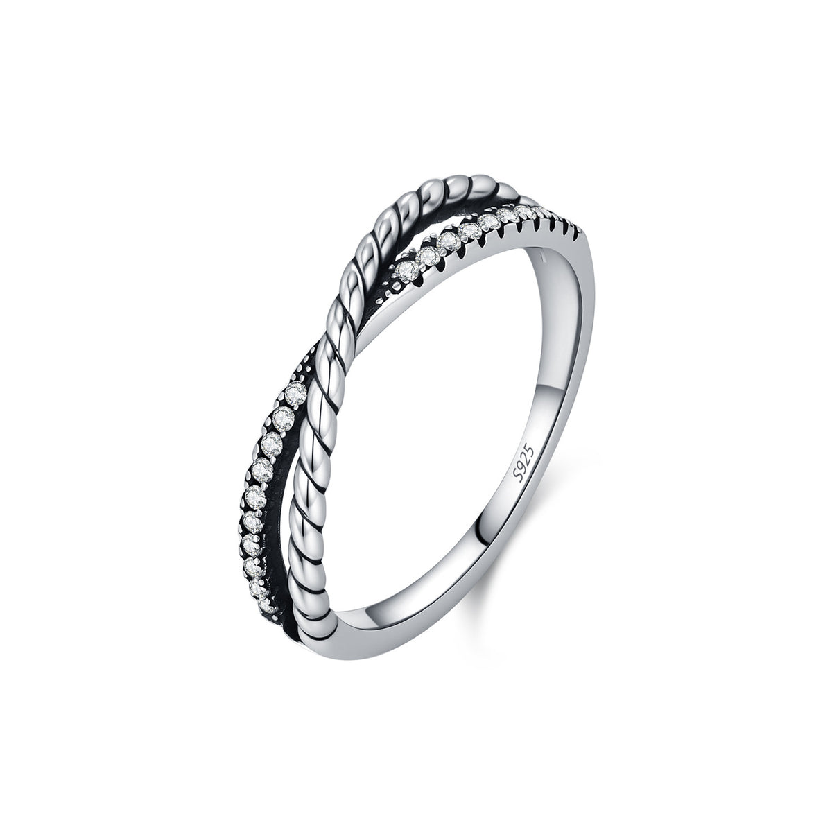 925 Sterling Silver Cross Twisted Ring