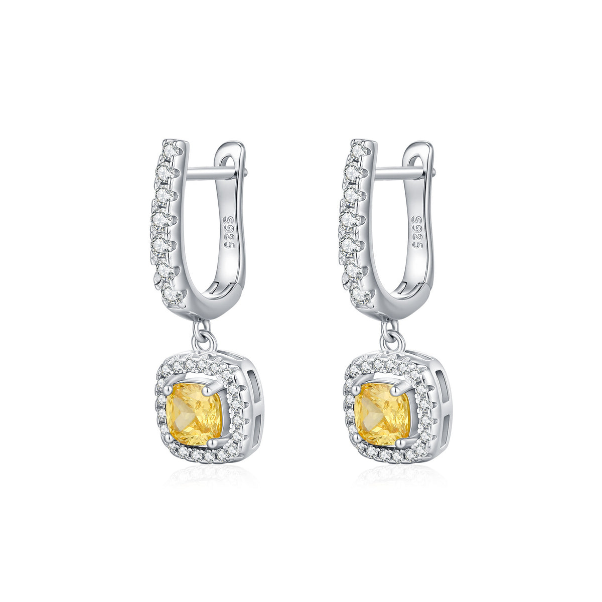 925 Sterling Silver Square Zircon Earrings