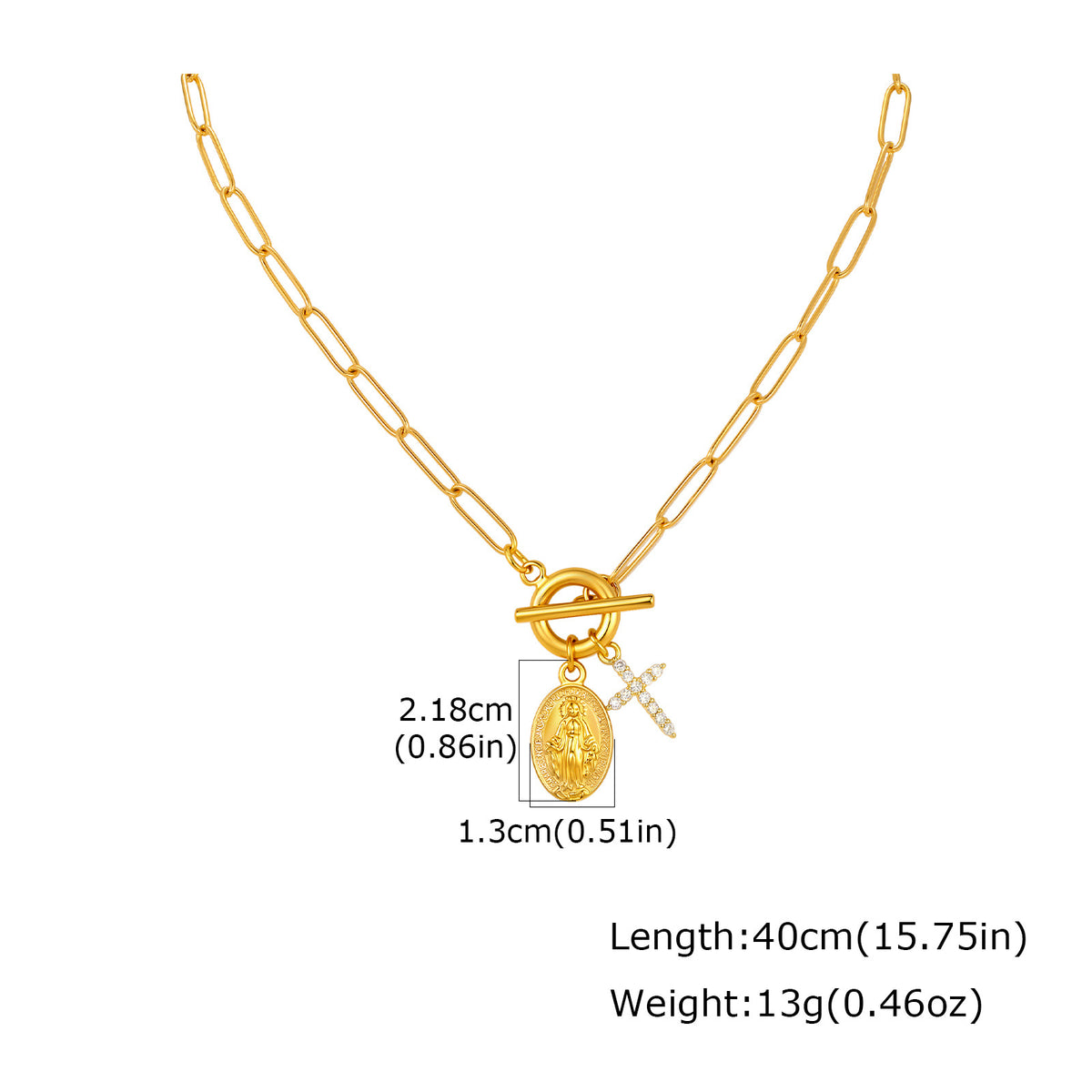 Cross Zircon Gold-Plated Copper Bracelet