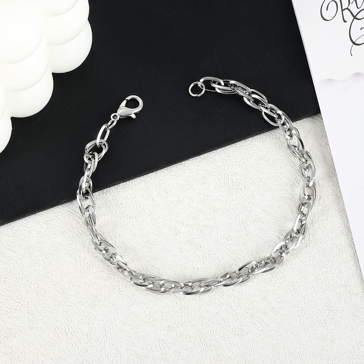 Planderful Jewelry Triangle Cross Weave Bracelet Two Piece Titanium Steel Set For Modern Hands