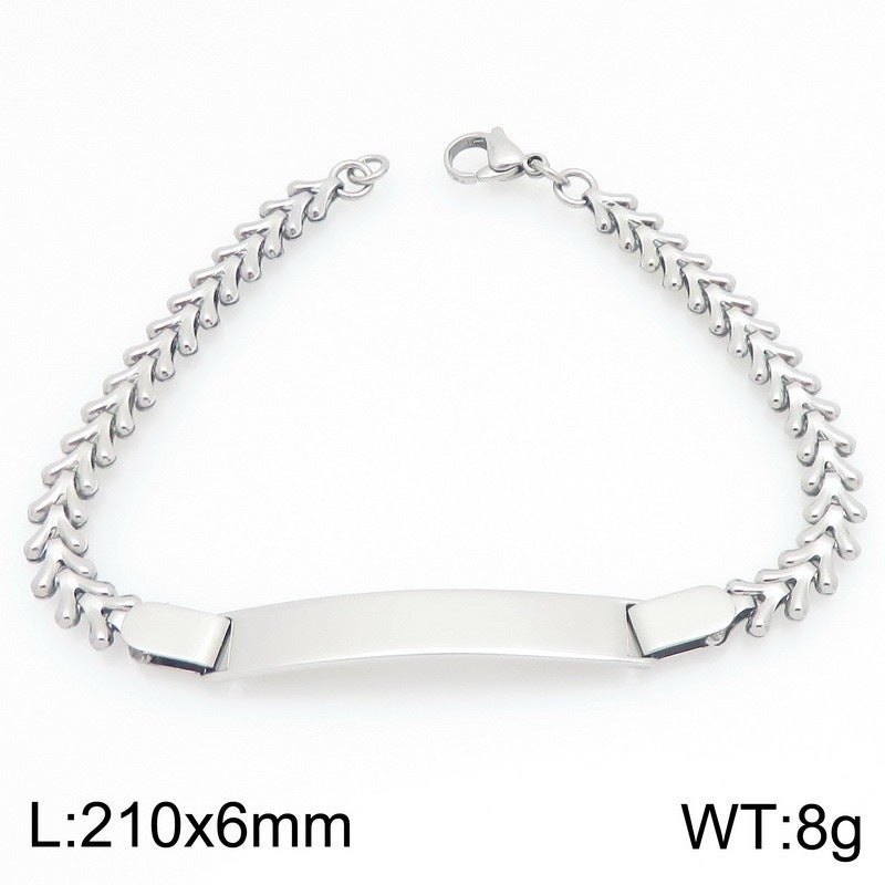 Stainless Steel Figaro Chain Bend Bracelet Nk Chain Cuban Chain Couple
