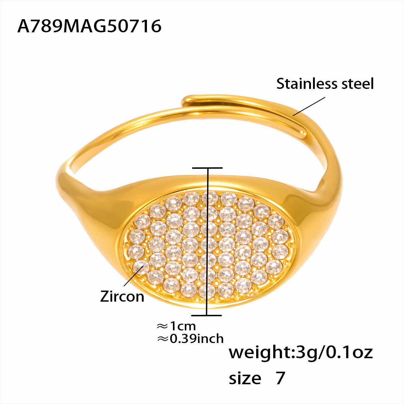 Planderful Zircon Love Ring Opening Design Titanium Fans