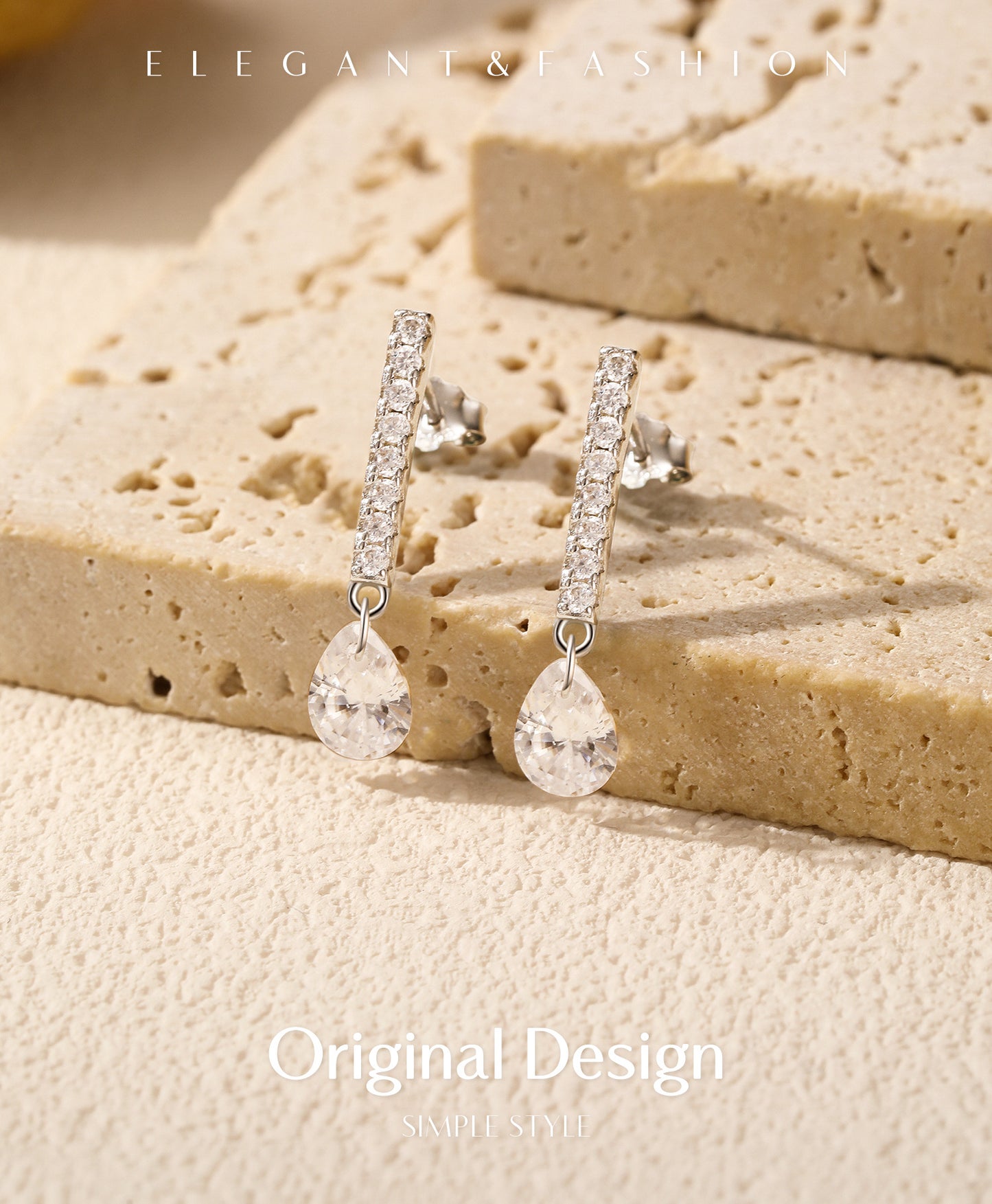 Planderful Everyday Genie Earrings – Elegant Sterling Silver with Zircon Accents