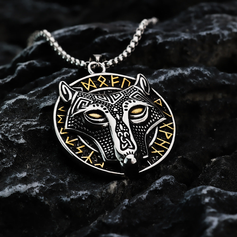 Nordic Men's Jewelry Viking Wolf Head Pendant Necklace