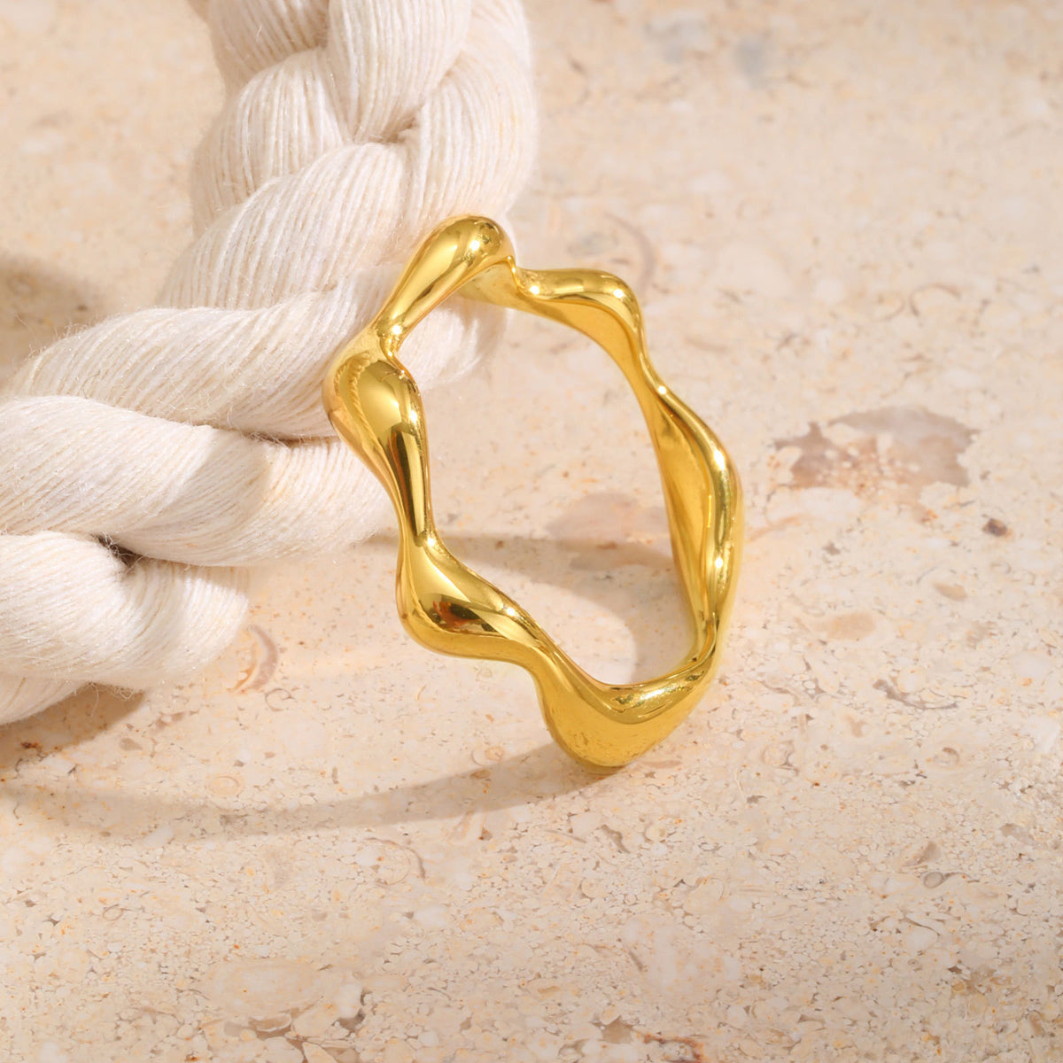 Women's Stainless Steel Irregular Geometric Ring Gold