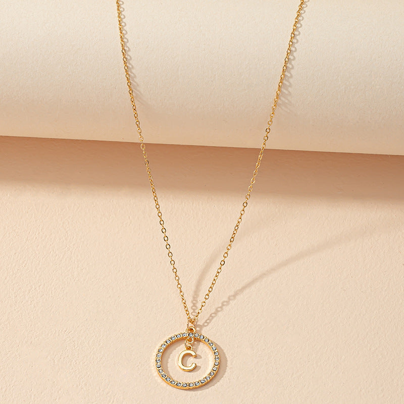 Cross-Border Design Sense Letter Necklace with European Charm