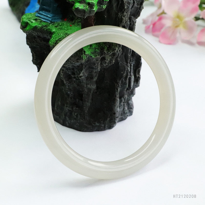 Smoke-Purple Hetian Jade Round Bangle