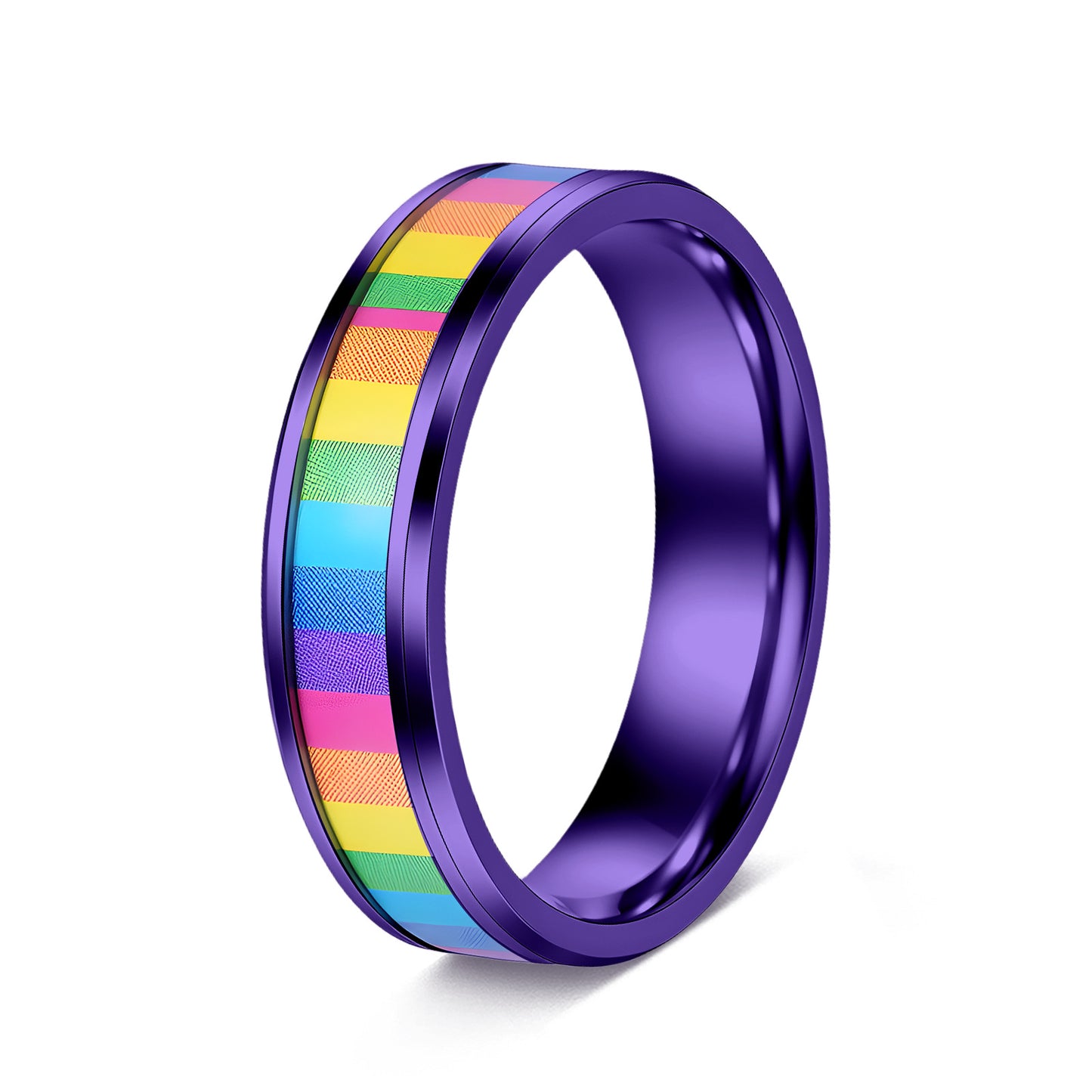 Planderful Everyday Genie Titanium Steel Ring Rainbow Color Unisex Couple Gift For Him And Her