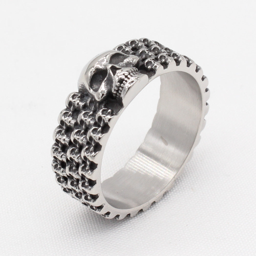 Planderful Skull Ring Titanium Steel For Men Unisex Retro Style Protection Statement Jewelry Sizes 7 8 9 10 11 12