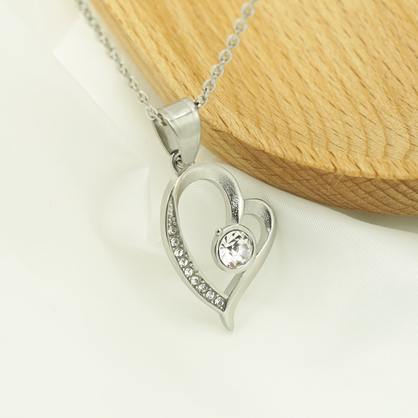 Planderful Heart Shaped Stainless Steel Zircon Pendant Necklace For Women Valentine Gift Ready Timeless Elegance