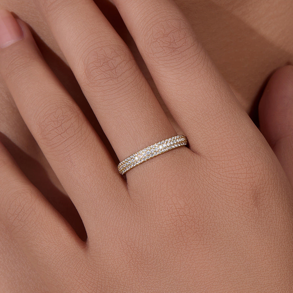 925 Sterling Silver, The Whole Circle Is Full Of Zircon, Slightly Inlaid Zircon Ring