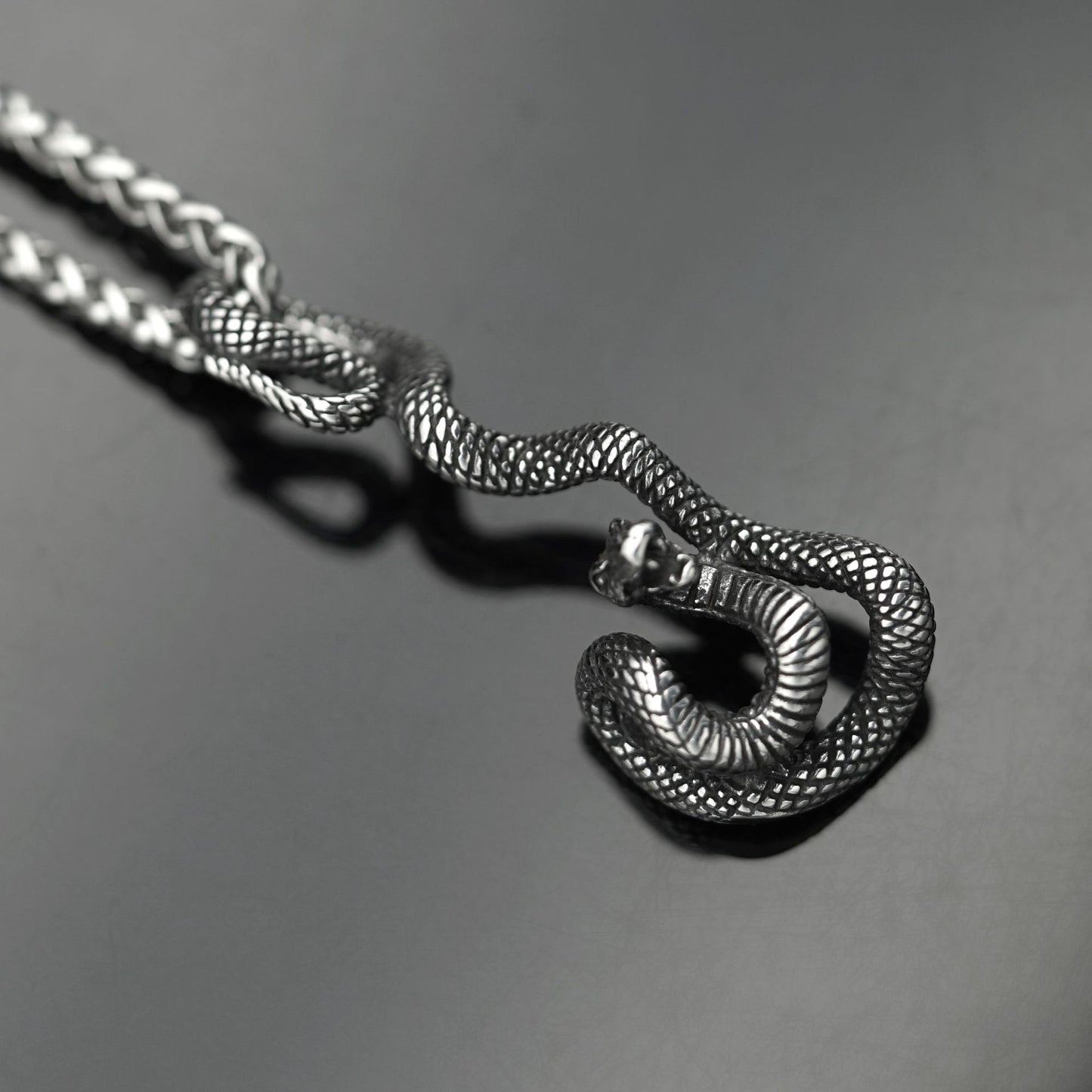 Steel Necklace – Vintage Snake Pendant