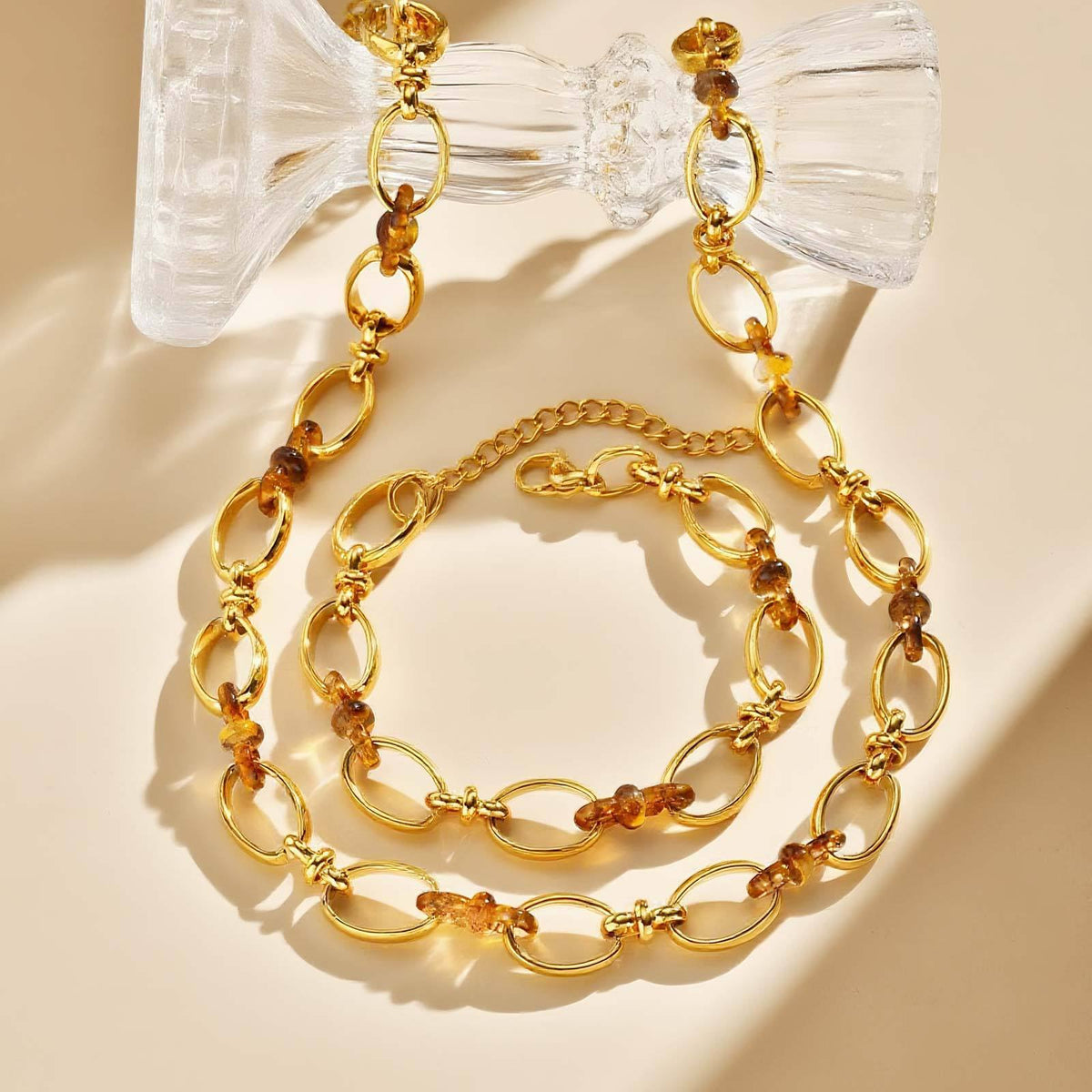 Gold Oval-Link Jewelry — Necklace, Bracelet or Earrings