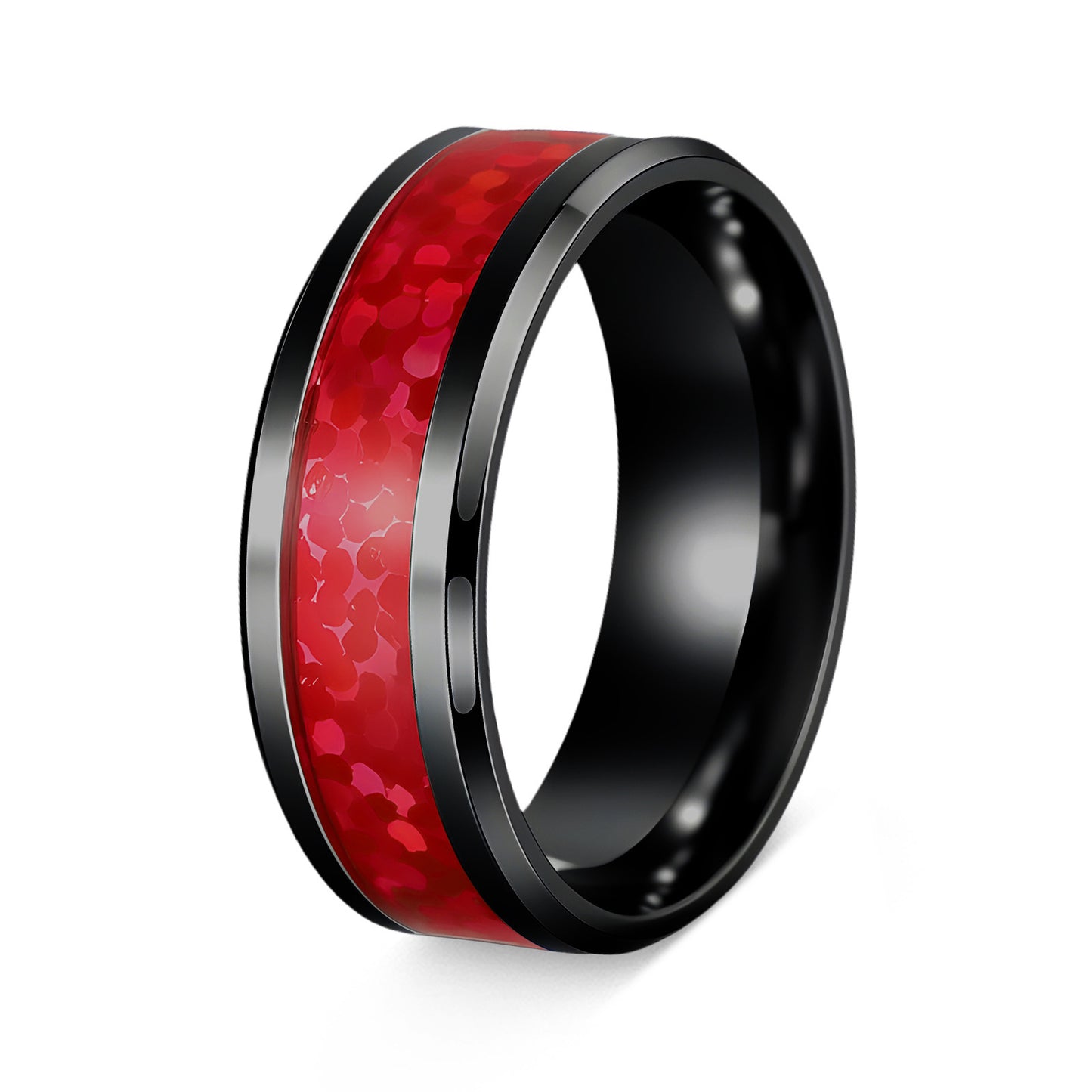 Planderful Opal Ring For Couples Unisex Stainless Steel Durable Jewelry With European Red And Blue Opal