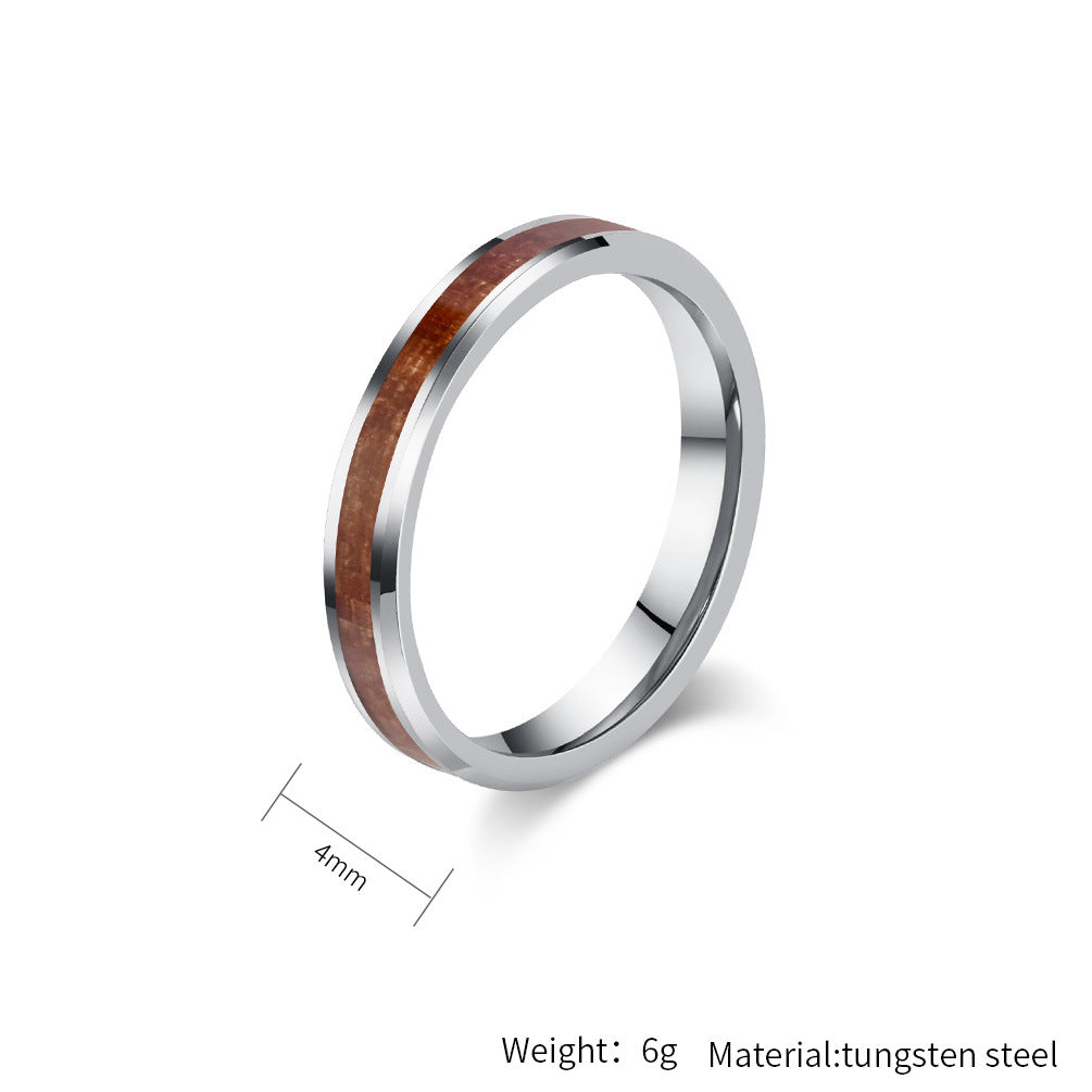 Planderful Everyday Genie Durable Tungsten Wood Grain Ring Unisex Luxury Jewelry For Men Women